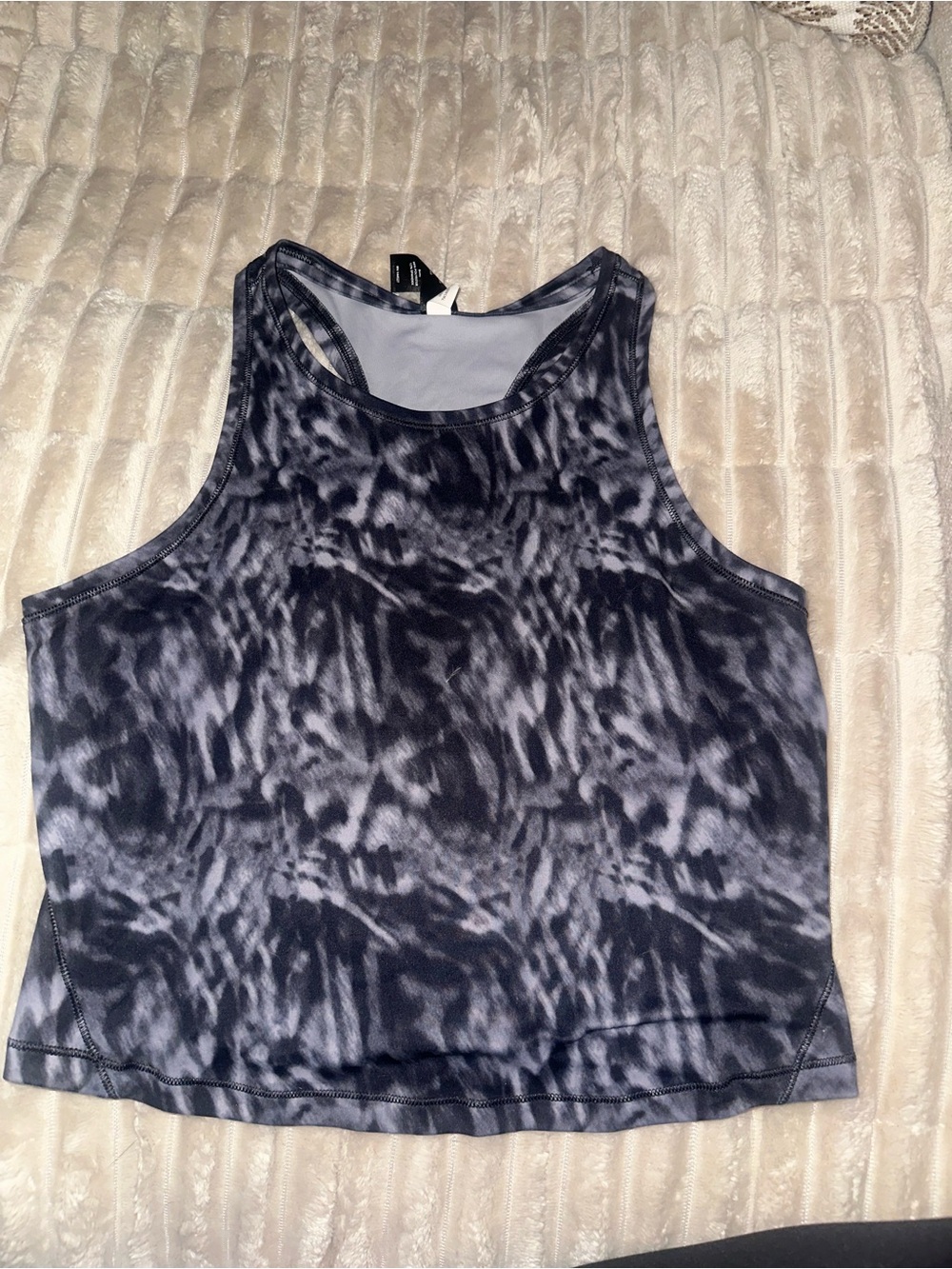 90 Degree By Reflex Black & Gray Patterned Racerback Tank